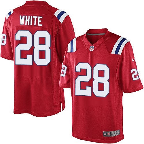 Men's Limited James White Nike Jersey Red Alternate - #28 NFL New England Patriots